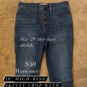 Madewell button-fly High Waist Skinny Crop - 29